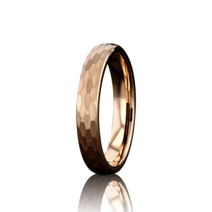 (Couples) "BEDROCK "  Tungsten Carbide Rose Gold Ring 8mm, 4mm w/ Hammered Design