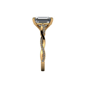 Emerald Cut- 3.09 Carat Emerald Cut Lab Diamond, 14K Yellow Gold with Accent Diamonds