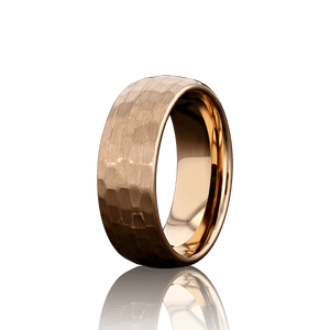 "BEDROCK " Tungsten Carbide Rose Gold Ring 8mm, 4mm w/ Hammered Design - Pristine Pieces By Amy