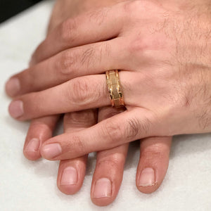 “BISHOP” Tungsten Carbide Rose Gold Ring 8mm w/ Checkered Pattern - Pristine Pieces By Amy