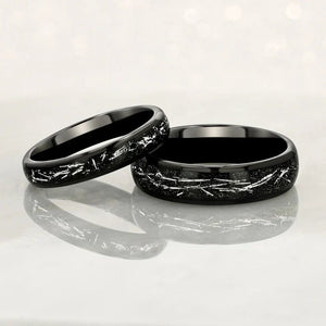 Grooms Collection - STARDUST Tungsten Ring with Meteorite Inlay - Pristine Pieces By Amy