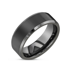 "PRISTINE"  Tungsten Carbide Grey Ring 8mm w/ Gunmetal Tone