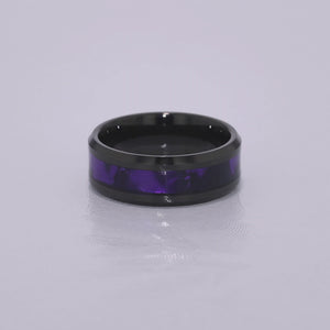 "ENIGMA" Tungsten Carbide Black Ring 8mm w/ Purple Agate