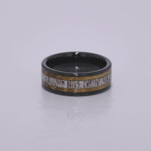 “Primal” Tungsten Carbide Black Ring 8mm w/ Whiskey Barrel and Naturally Shed Deer Antler
