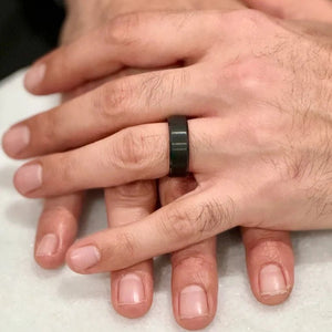 "PRISTINE" Tungsten Carbide Black Ring 8mm w/ Brushed Black Middle - Pristine Pieces By Amy