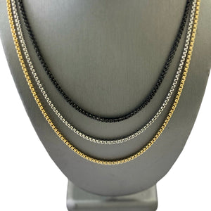 "Stainless" Stainless Steel Chain, 22 Inch w/ Gold, Silver, Black - Free with Ring Purchase - Pristine Pieces By Amy