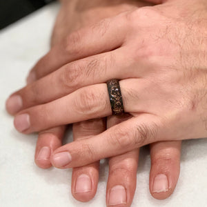 STARDUST Black Tungsten Ring - 8mm Meteorite & Copper flakes - Pristine Pieces By Amy